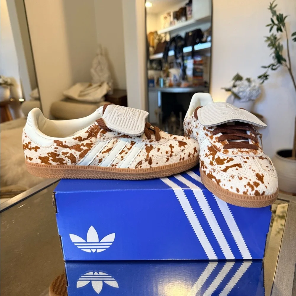 Adidas Samba LT W Sneakers - Brown and White COW print 7.5 New!! - Picture 2 of 6